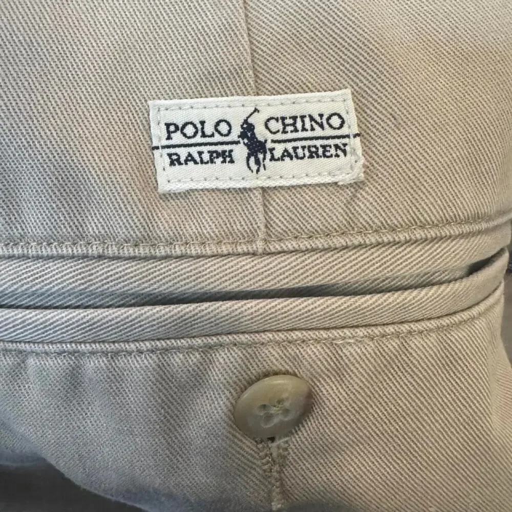 Polo Ralph Lauren Polo Chino Khaki Pleated Pants Men’s 35x30 100% Cotton Classic